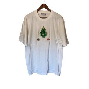 White Basic S/S T-Shirt Women's Size XL Christmas Tree Gifts Get Lucky